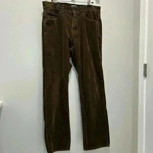 Kirkland Signature Men Corduroy Pants Size 34 X 32 Brown Button 5 Pocket - Picture 1 of 10